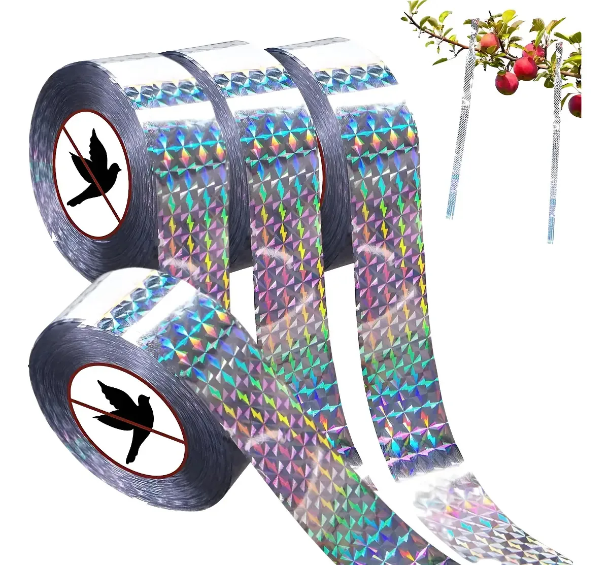 Kit 4 Fitas Refletivas para Espantar Pássaros e Pombos de Jardins Furta Cores
