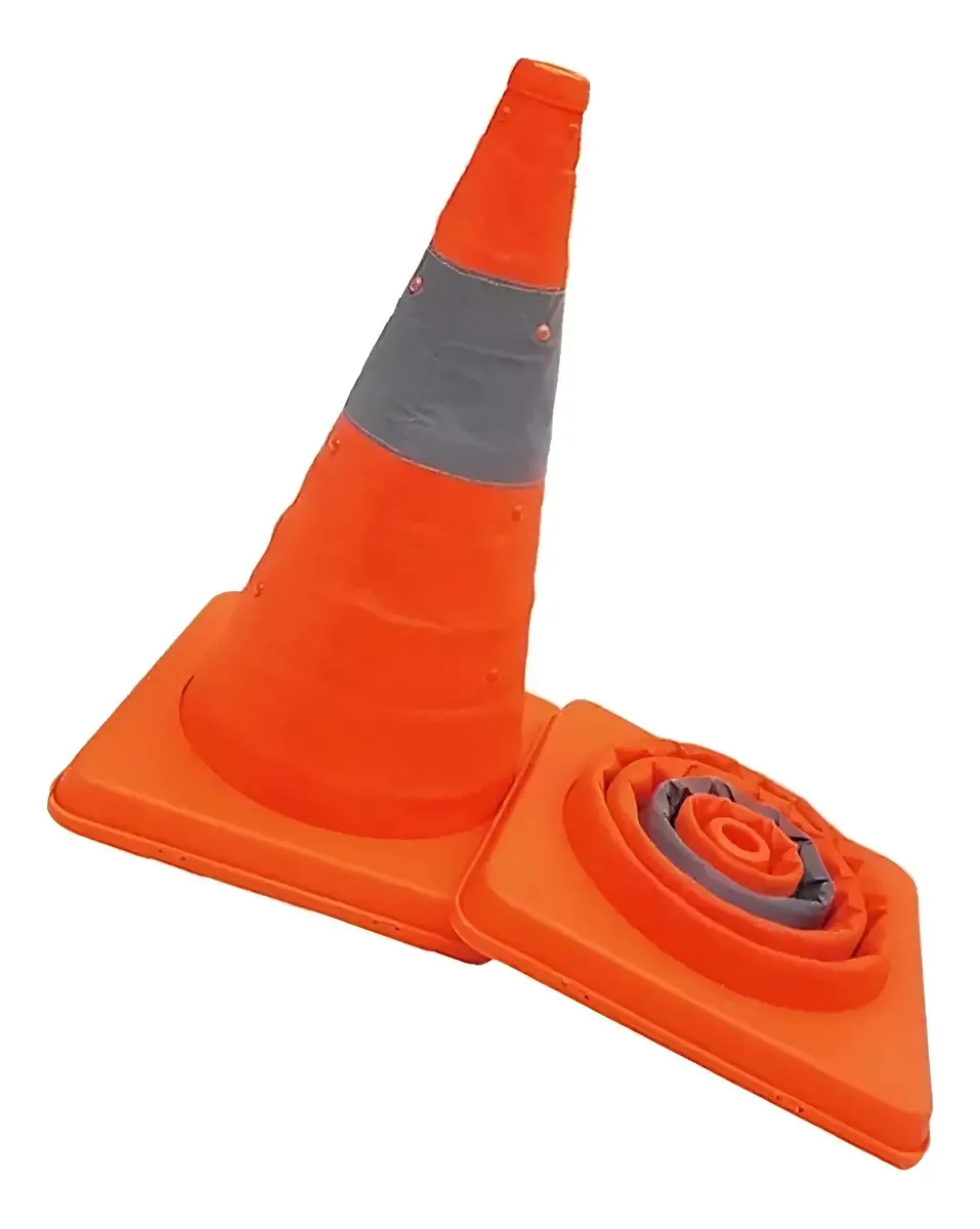 Cone Sinalização Bomder Dobrável 40cm Laranja Fitas Refletivas Resistentes