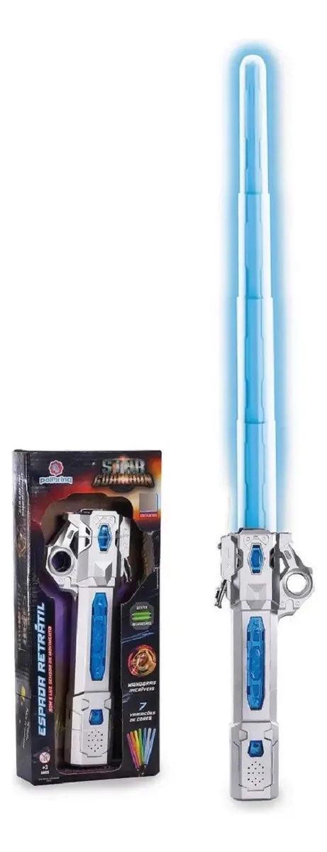 Espada Sabre De Luz Space Guardian Com Luz E Som Retratil Cor Cinza