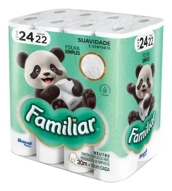 Papel Higiênico Familiar Folha Simples 24 Rolos