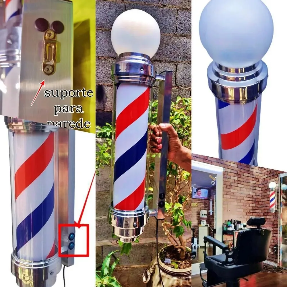 Barber Pole Giratório 70cm Bivolt+ Lâmina Lord Profissional.