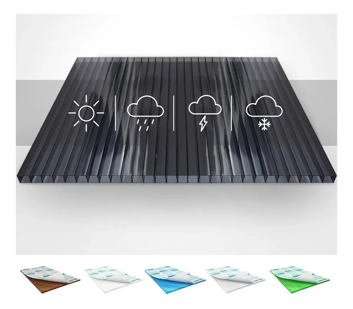 Chapa Policarbonato Alveolar 2,10x6,00 6mm Cor Fumê