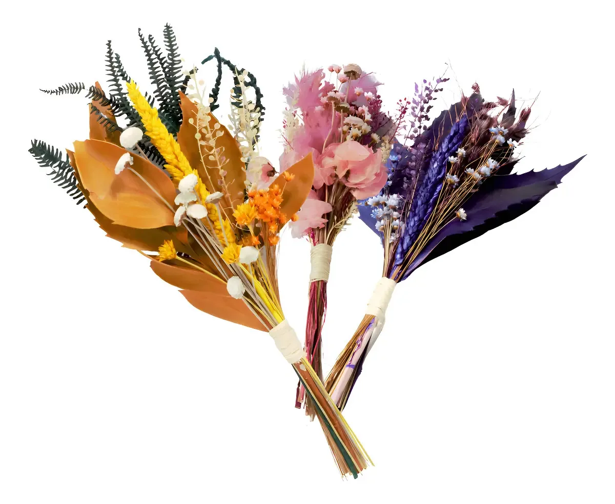 Kit 3 Mini Buquês de Flores Artificiais em Tecido para Decoração