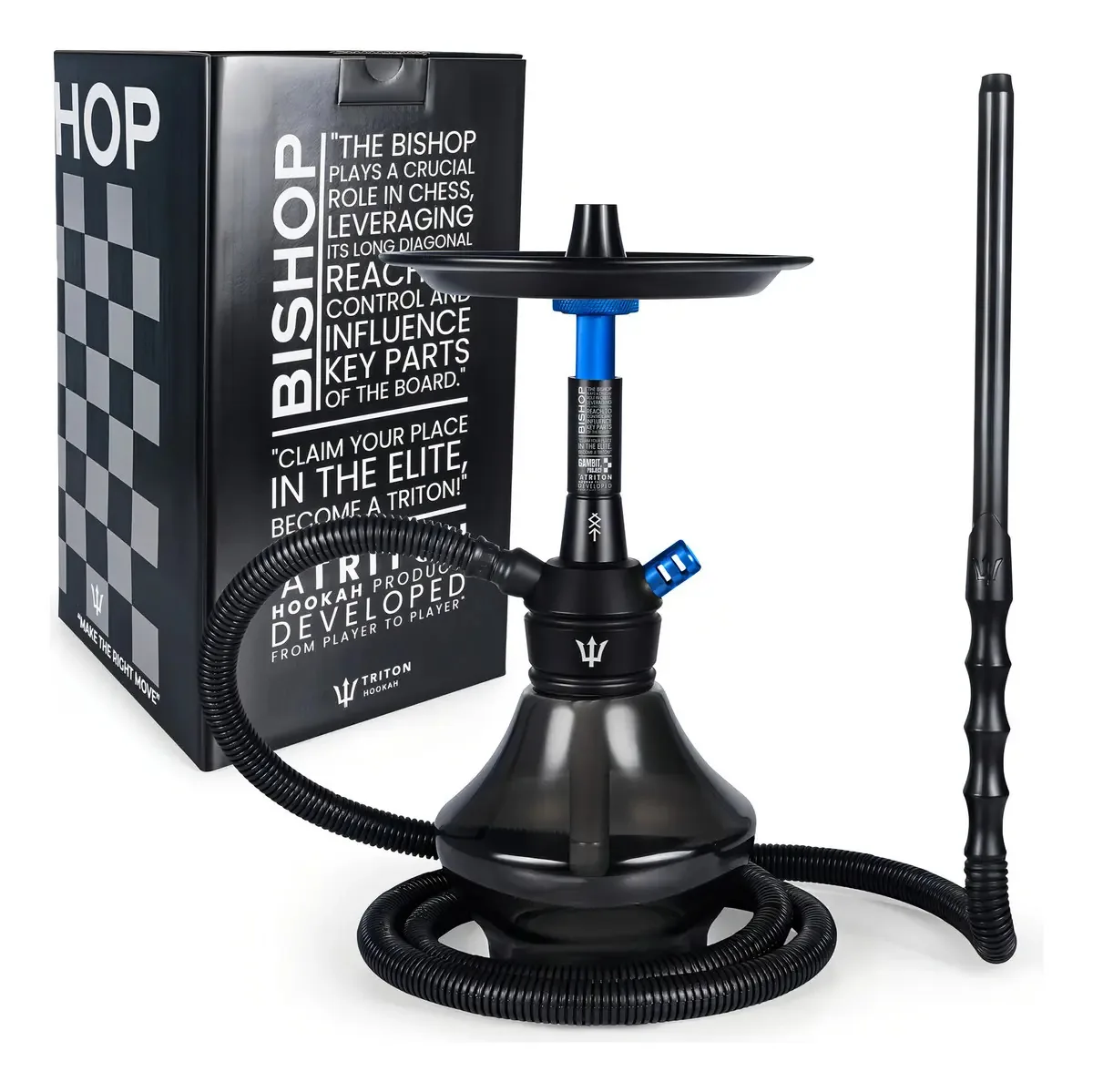 Narguile Bishop Triton Hookah Completo Preto Cor Azul