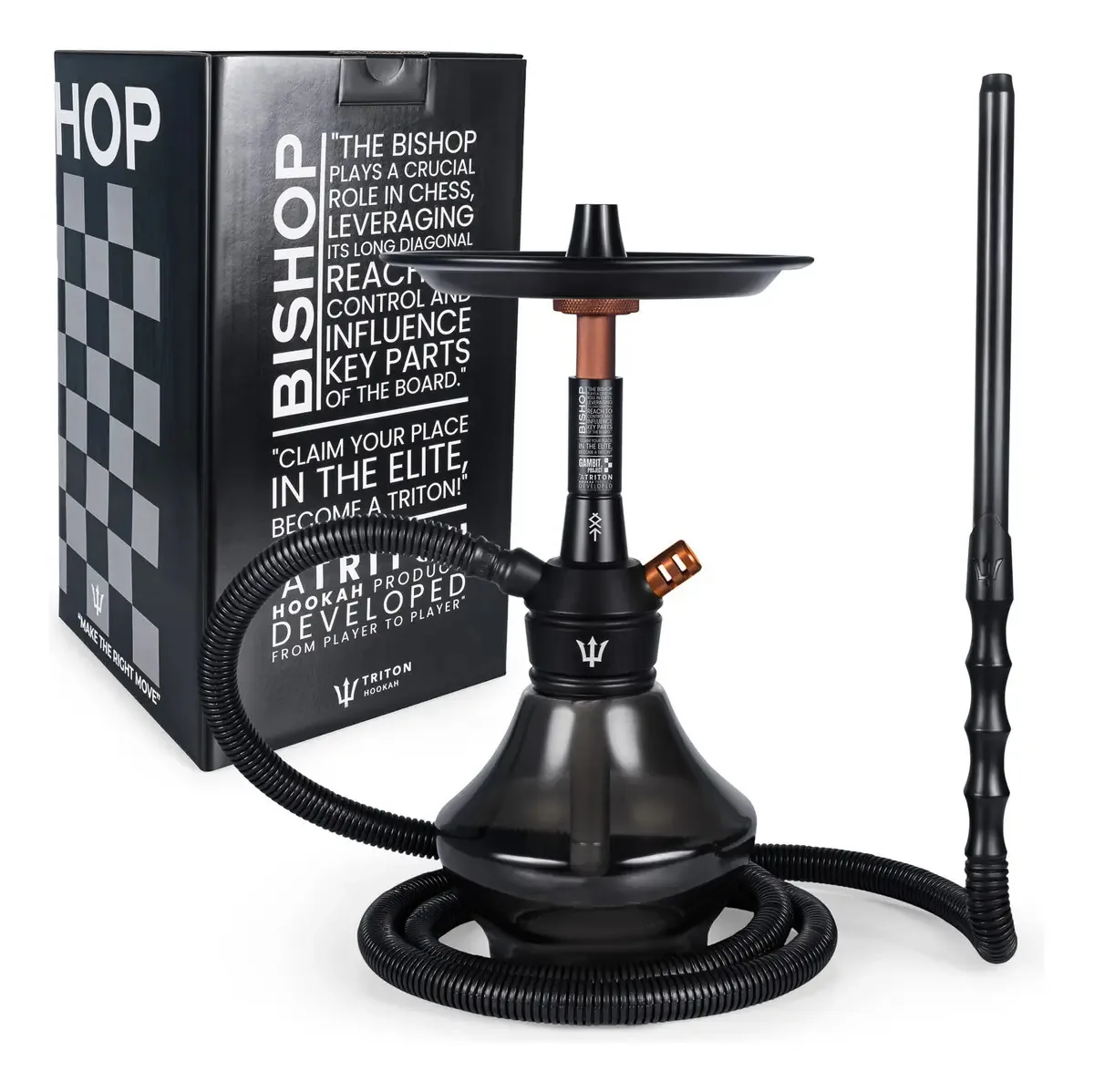 Narguile Bishop Triton Hookah Completo Preto Cor Marrom