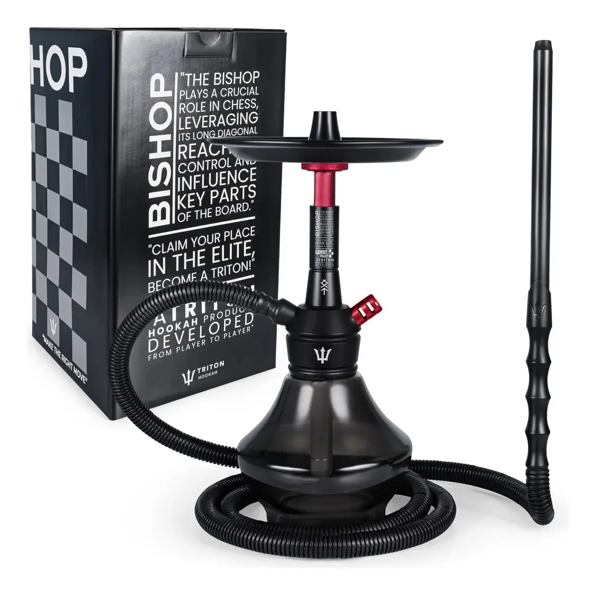 Narguile Bishop Triton Hookah Completo Preto Cor Vermelho