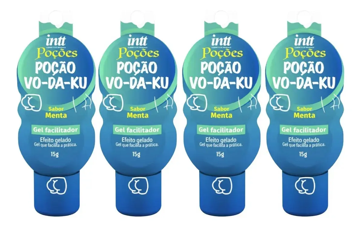 Kit 4 Géis Lubrificantes Beijáveis Intt Poção Vo-da-ku de 15g