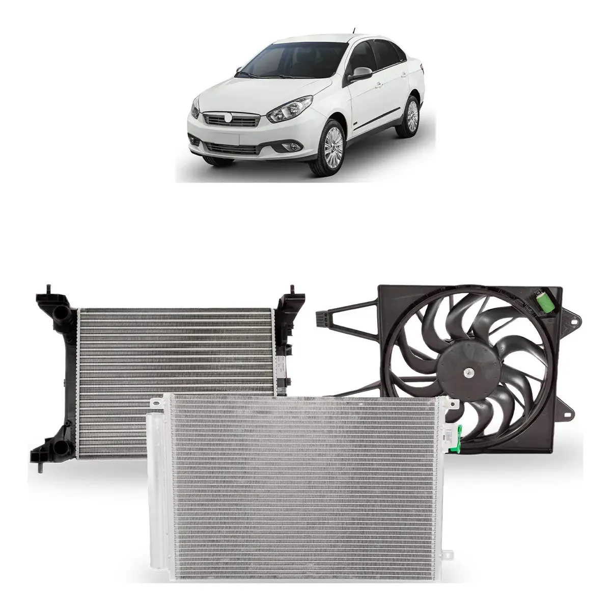 Kit Grand Siena Eletroventilador Radiador Condensador Gnv