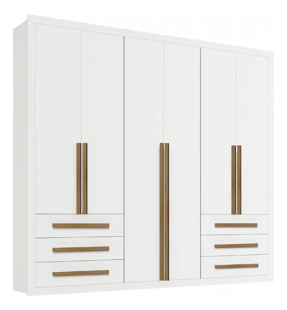 Guarda Roupas Casal 6 Portas 6 Gavetas Lotus Maxel Branco