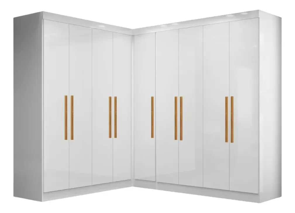 Guarda Roupas Modulado De Canto Madrid Com 7 Portas Maxel Branco