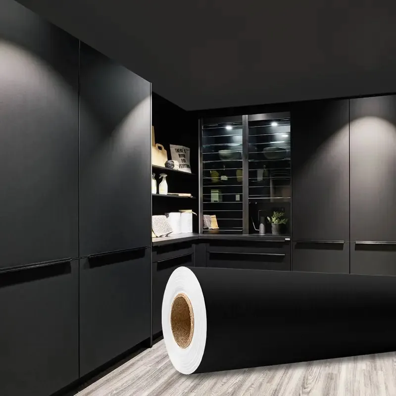 Adesivo Decorativo 5 Mts Papel Parede Envelopamento Preto Fosco Lavável Printoriah