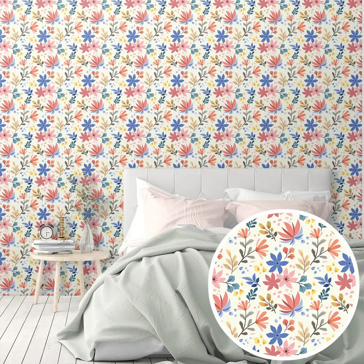 Adesivo Decorativo Papel Parede 3m Floral Rosa Azul Verde Amarelo Printoriah Smt0083