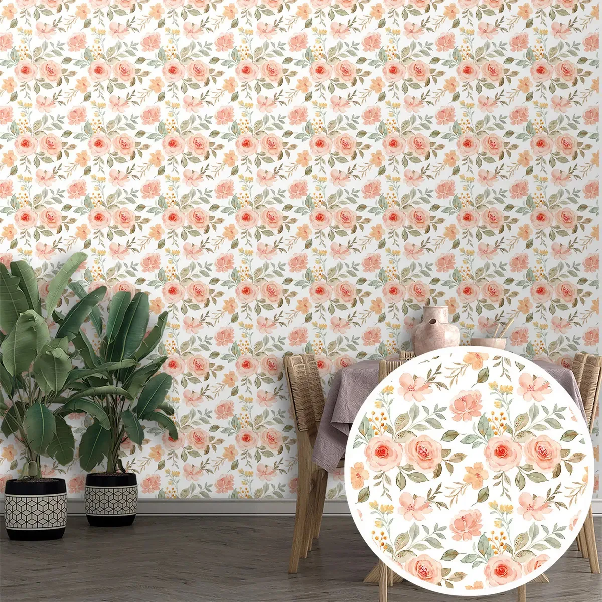 Adesivo Decorativo Papel Parede 3 Metros Floral Rosa Verde Amarelo Printoriah Smt0107
