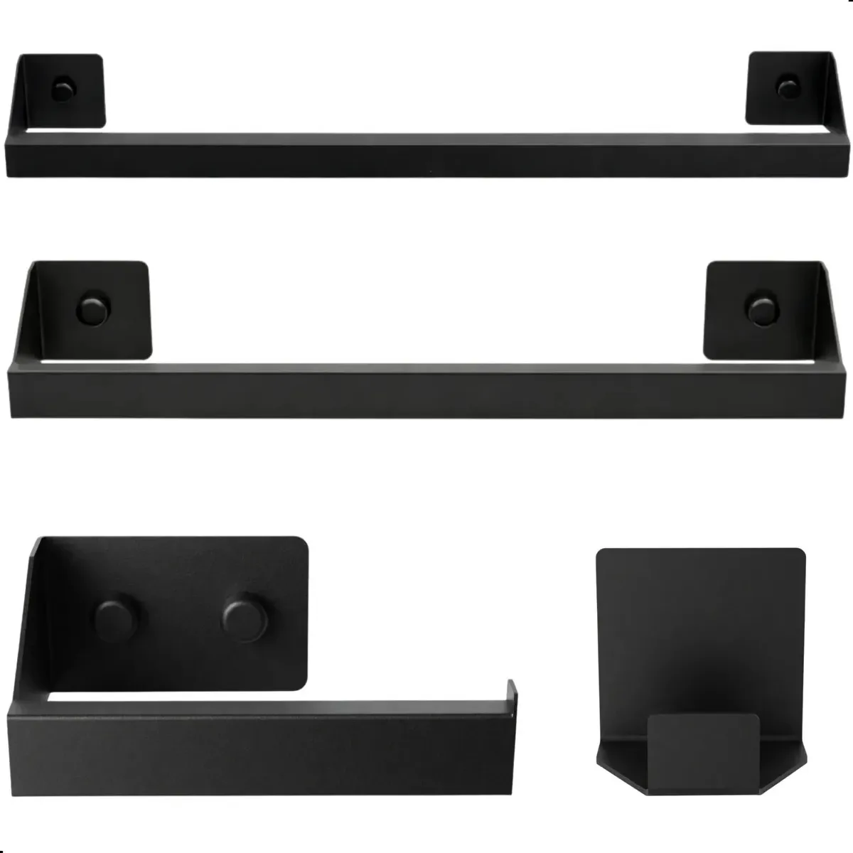 Kit Acessórios Para Banheiro Preto 4 Peças Master Slim Df