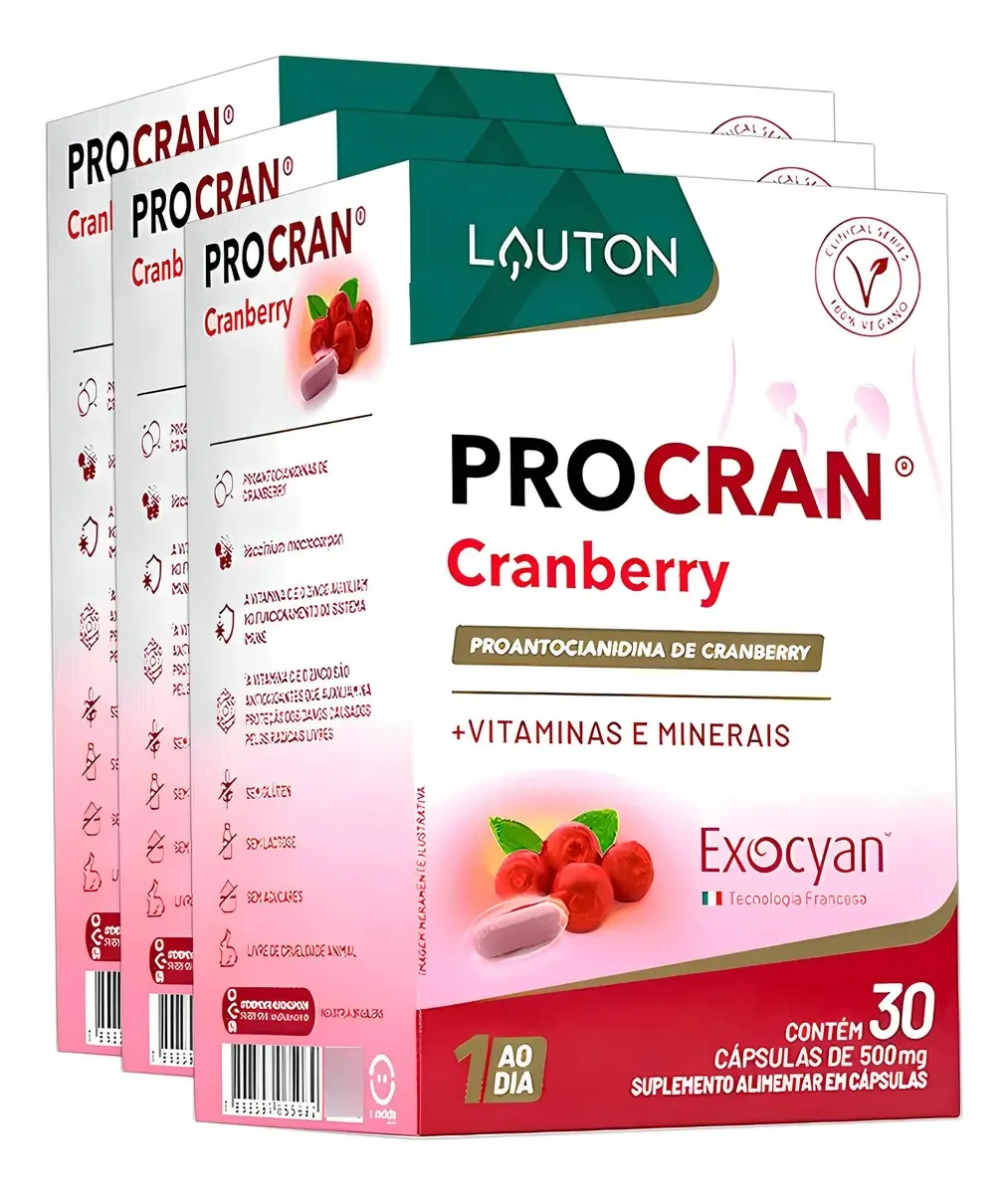 Cranberry Lauton Com Vitamina C/e Zinco E Selênio 30cáps 3un