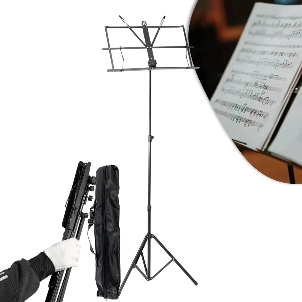 Estante de Partitura Oscar Stands OS202 Dobrável com Estojo Preto