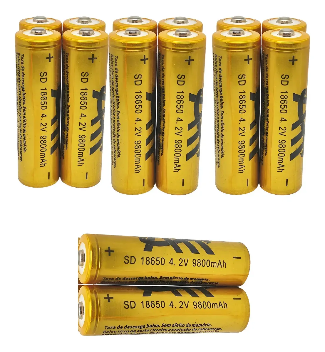 200 Baterias Recarregável 18650 Lanterna Microfone Arandela