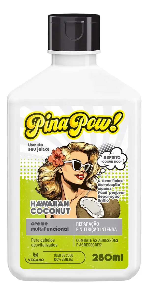 Creme Pentear Multifuncional Pinapow Hawaiian Coconut 280ml