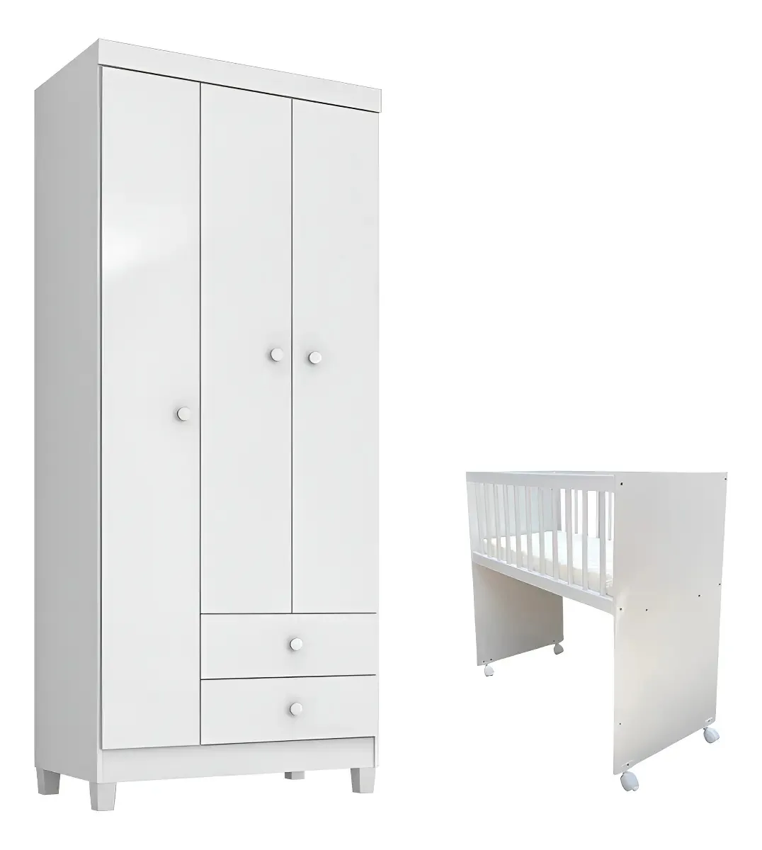 Mini Berço Moisés Alegria Com Colchão E Guarda Roupa 3