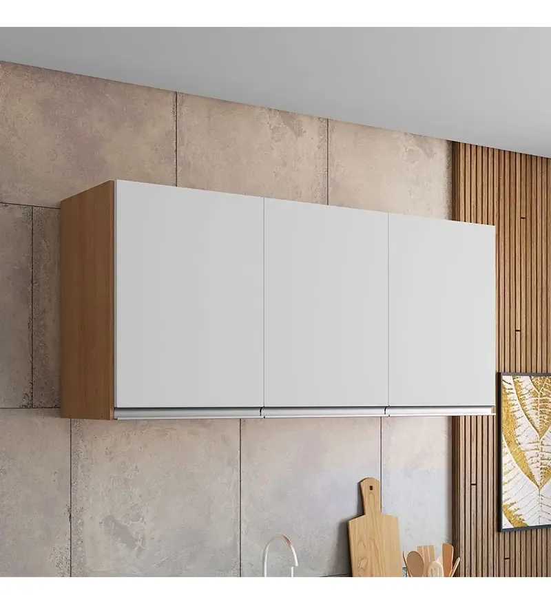 Cozinha Completa AJL Móveis Cozinha Completa MDP Amêndoa Branco 120cm