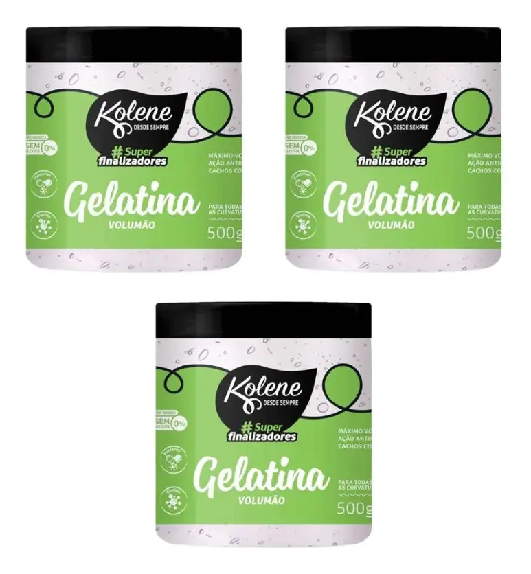 Gelatina Capilar Kolene 500g Volumao - Kit C/ 3un