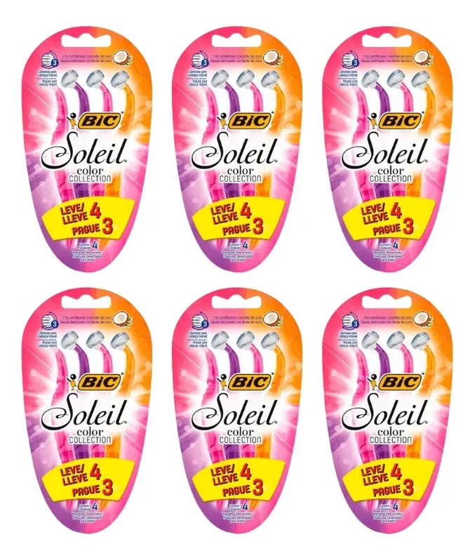 Aparelho De Barbear Bic Soleil Com 4 - Kit C/6un