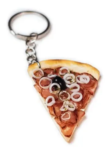 Chaveiro Comida Pizza Calabresa - Réplica Perfeita!