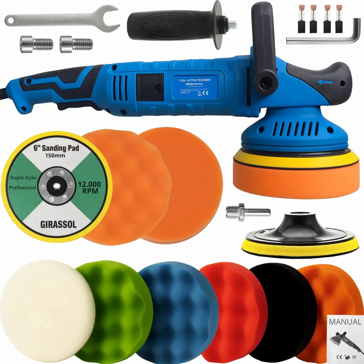 Politriz Roto Orbital 1050w Polimento + Kit Boinas Kp9