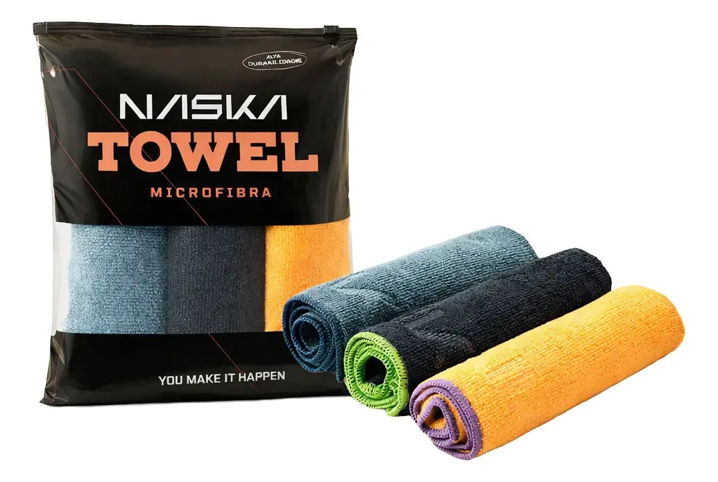 Kit 3 Panos Microfibra Naska Premium 300gsm 40x40 Limpeza Automotiva Profissional Com Costura Colorida Alta Absorção Ultra Macia Sem Risco