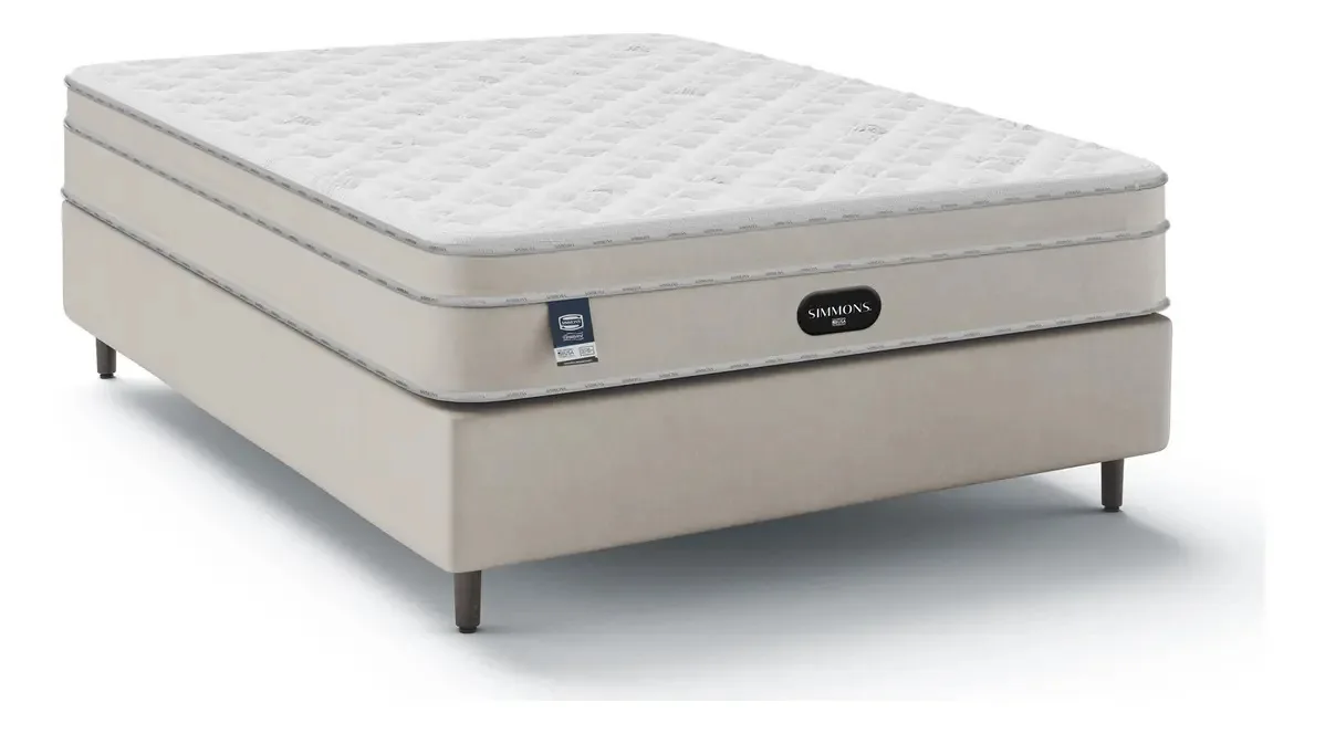 Cama Box Com Colchão Casal Simmons Titanium 138x188