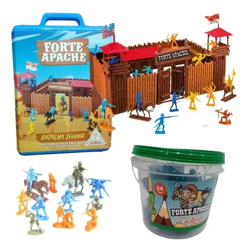 Kit 48 Peças Brinquedo Forte Apache Batalha Júnior Gulliver