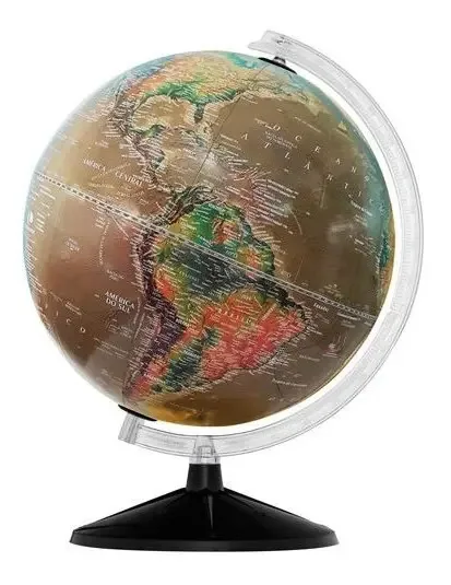 Globo Terrestre Satélite Histórico 30cm Base Preta Libreria