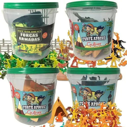 Kit 177 Bonecos Mini Soldados Índios Cowboys - Gulliver