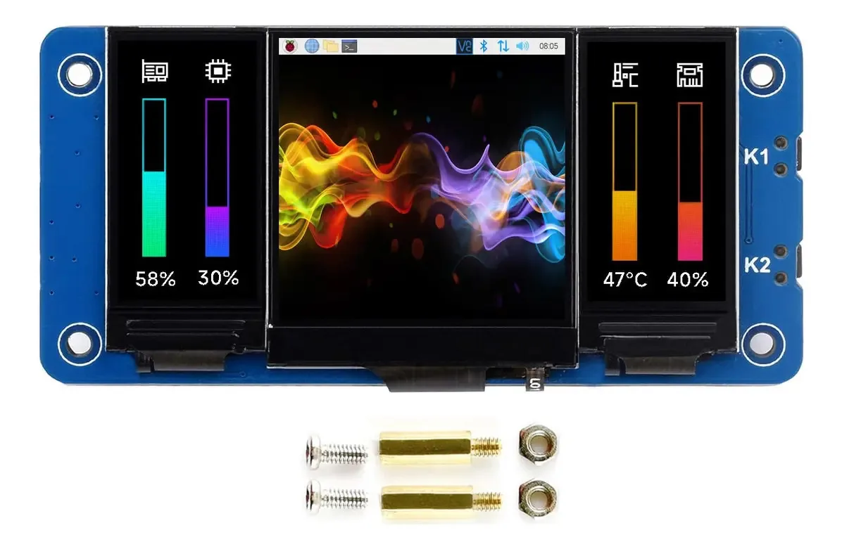 Chapéu LCD triplo para Raspberry Pi Zero/Zero w/Zero Wh/2B