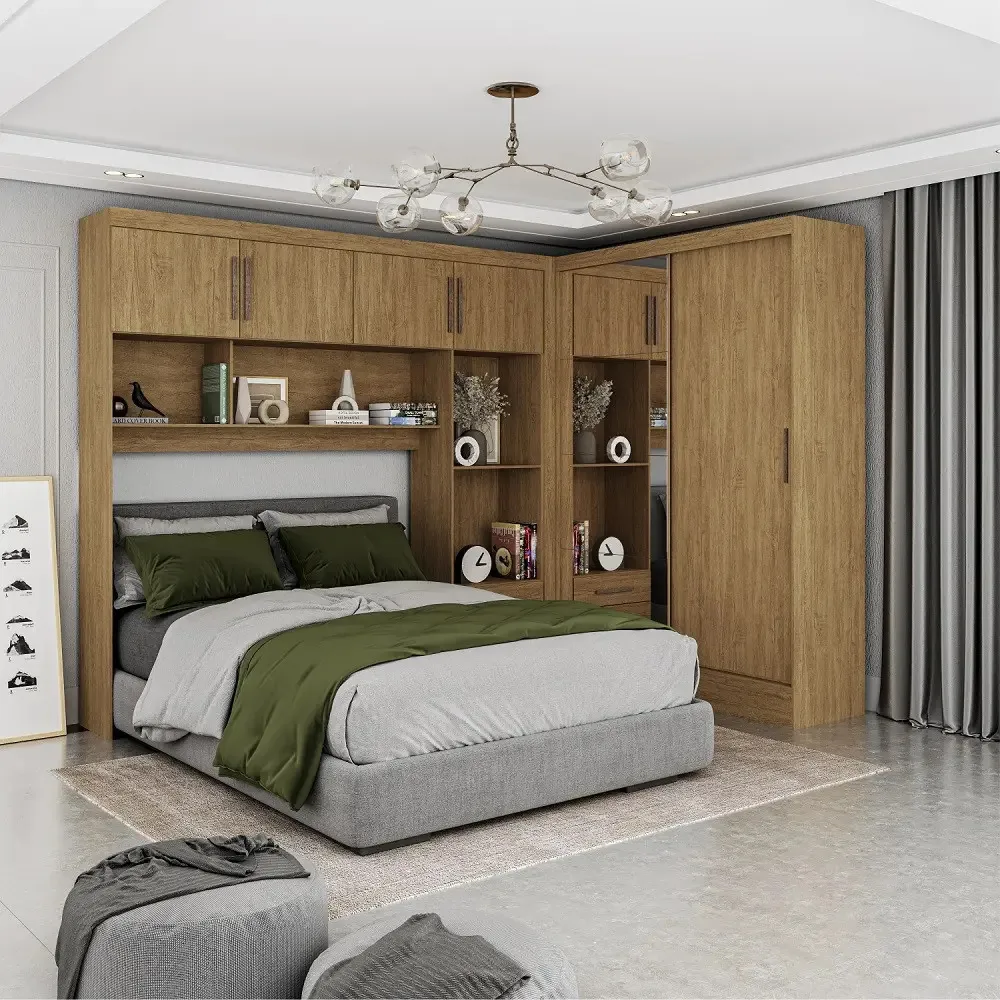 Quarto Modulado Casal Com Espelho Belém Plus Carioca Móveis Cor Cinamomo