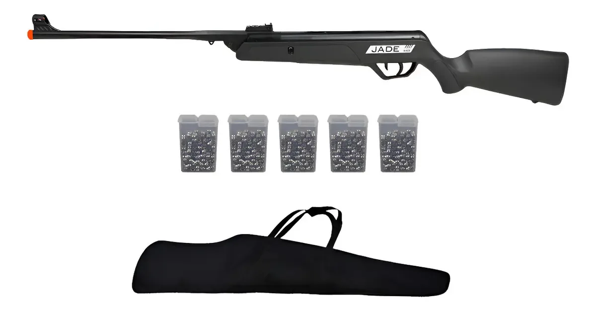 Carabina Rifle Cbc Jade 5.5mm + Capa + 5 Chumbinhos Preto 5.5 Mm