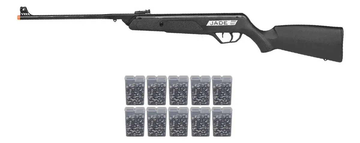 Carabina Rifle Pressão Cbc Jade 5.5 + 10 Chumbinhos Preto 5.5 Mm