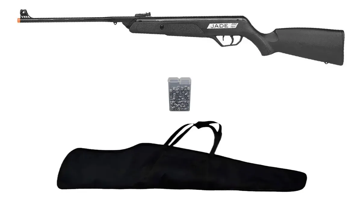 Carabina Rifle Pressão Cbc Jade 4.5 + Capa + Chumbinho Preto 4.5 Mm