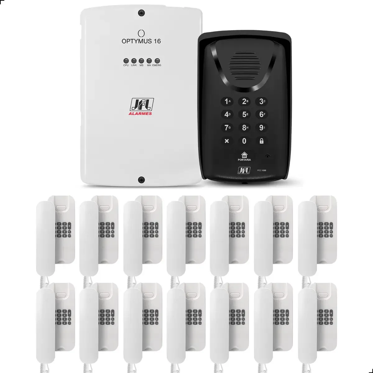 Central Jfl Optymus 16 + Pec-1300 + 14x Td-2000 Interfone