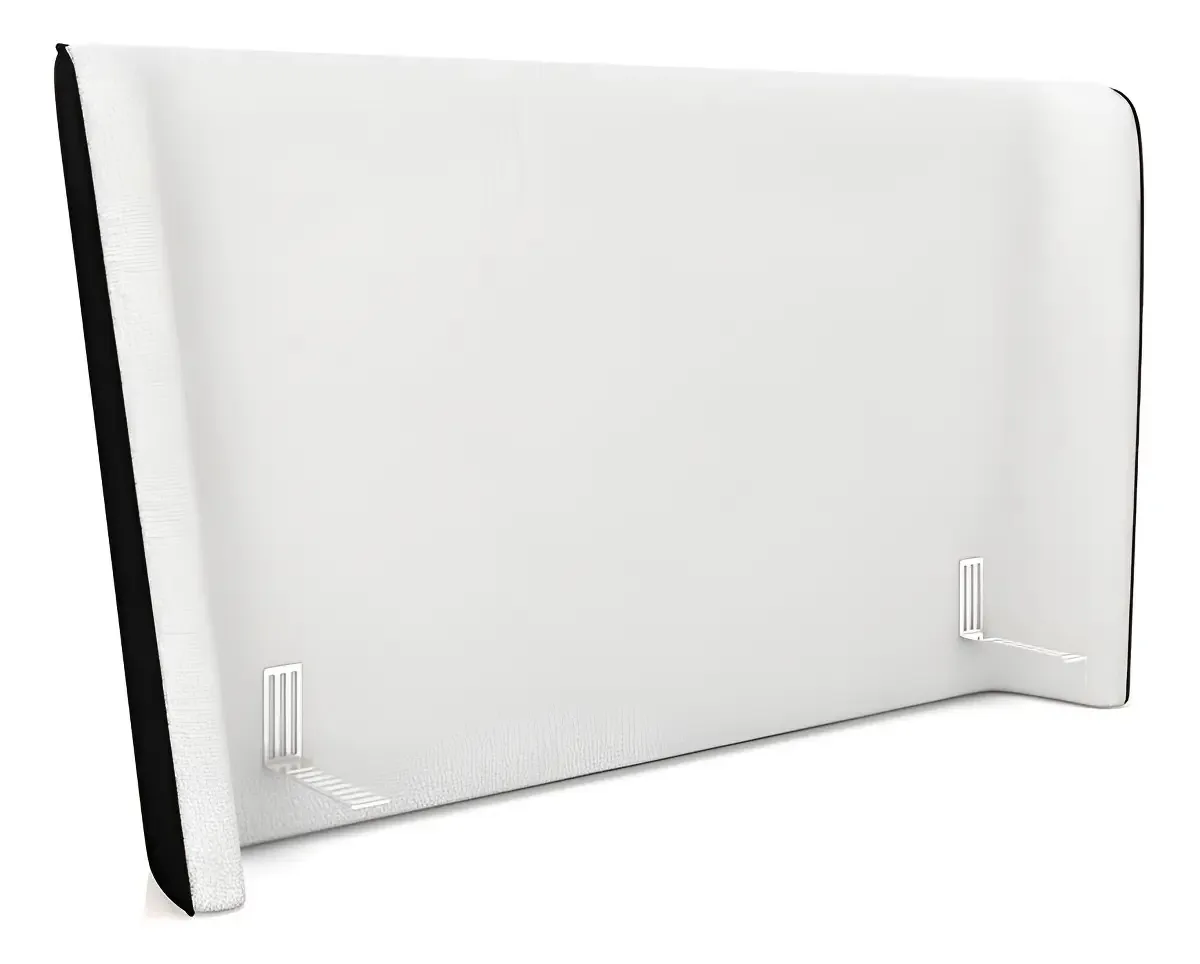 Cabeceira Para Cama King Torres Pu/bouclê Preto/off White