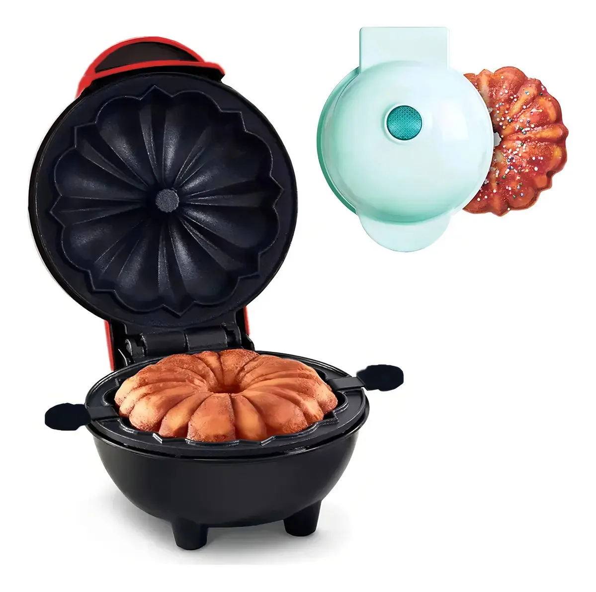 Mini Máquina De Fazer Bolos Elétrica Portátil Assar Bolos Cor Vermelho