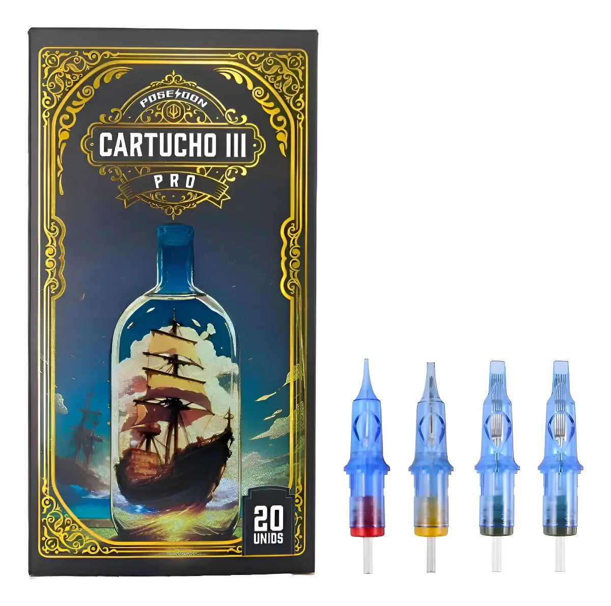 Cartuchos Agulhas Poseidon V3 Pró 1 Rl 0,30mm Com 20unidades Calibre Da Agulhas 30