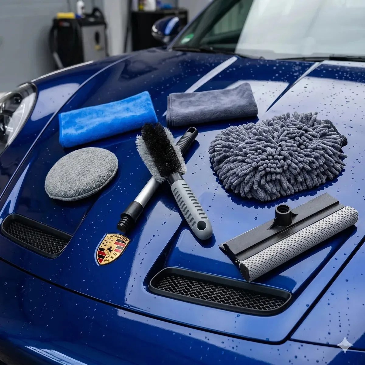 Kit De Limpeza Automotiva Escova De Rodas Rodo Para Vidros Esponja Aplicadora Luva E Panos De Microfibra