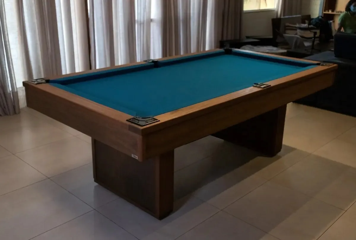Mesa De Bilhar Semi 2,52x 1,40 Tecido Azul-petróleo