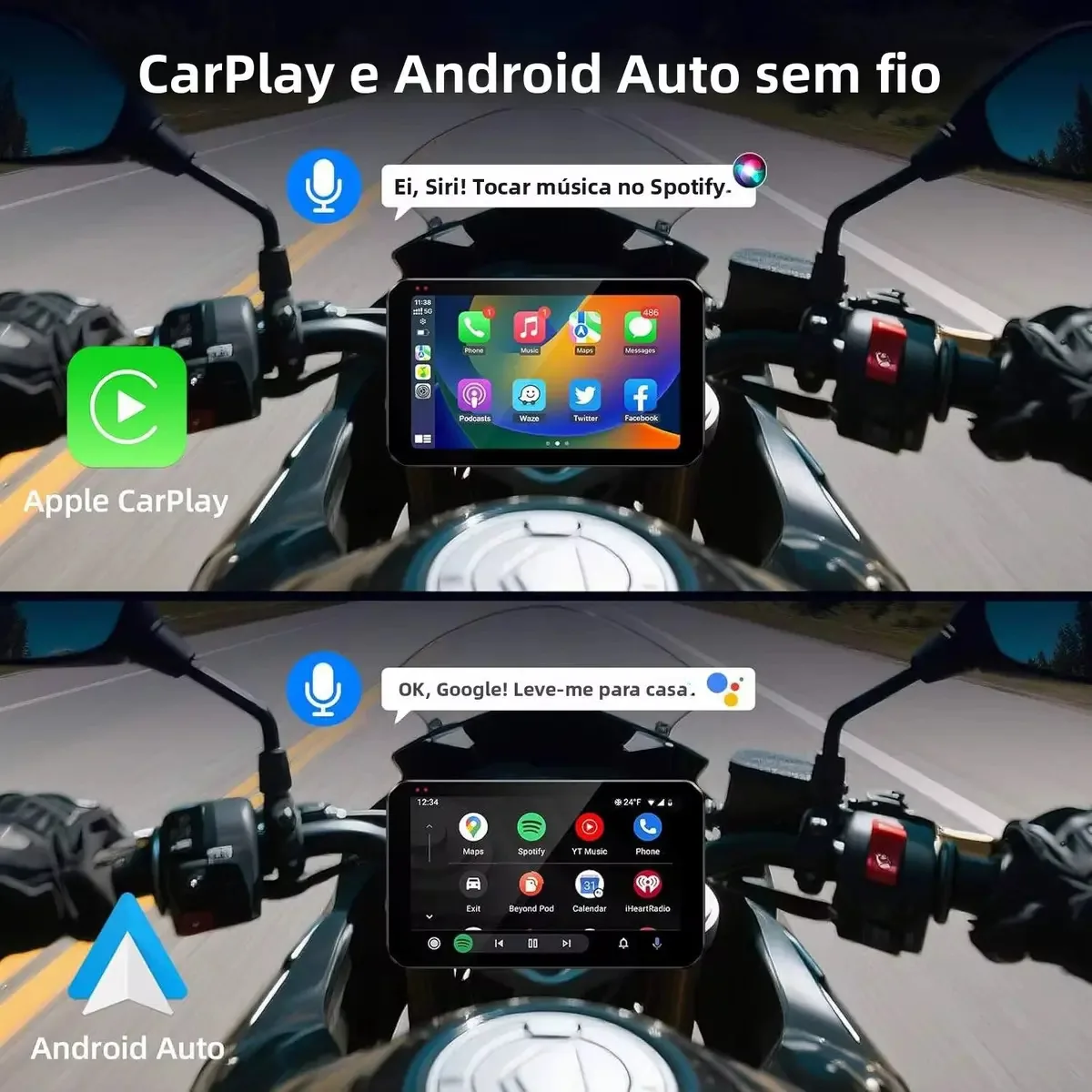 Multimídia Moto 6 Polegadas Navegação Gps Modelo 2025 Preto
