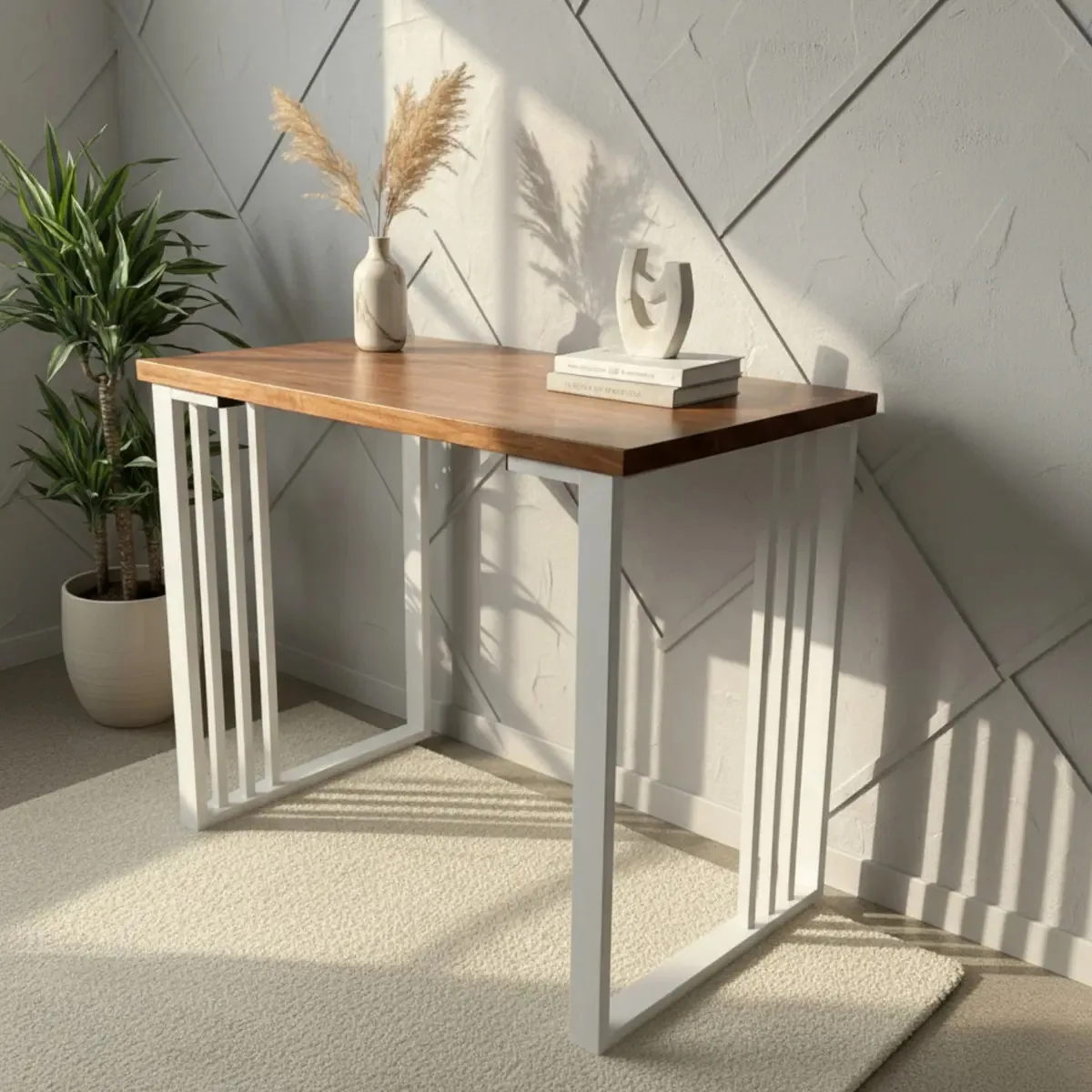Base De Mesa Creta Para Tampos Madeira Aço Carbono Tratado Branco
