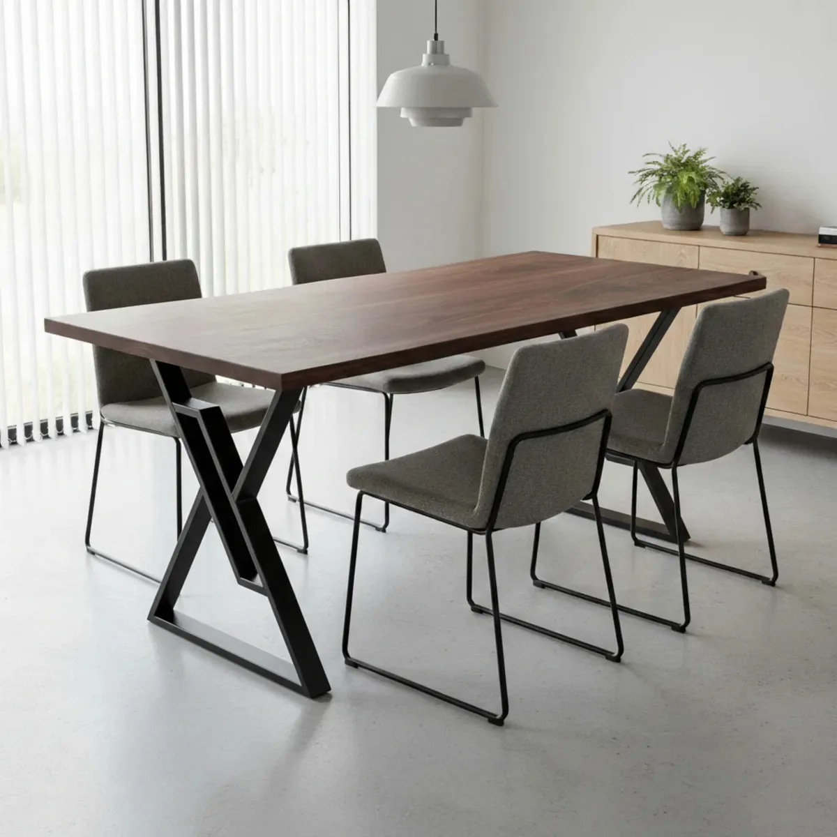 Base De Mesa Tóquio Design Industrial Para Tampos De Madeira Preto