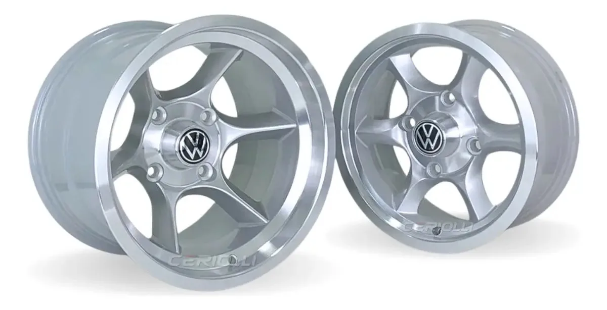 Rodas Gaucha Aro 14 Tala 6 Aro 15 Tala 10 4x130 Buggy Jogo Cor Prata Diamantado 4x130