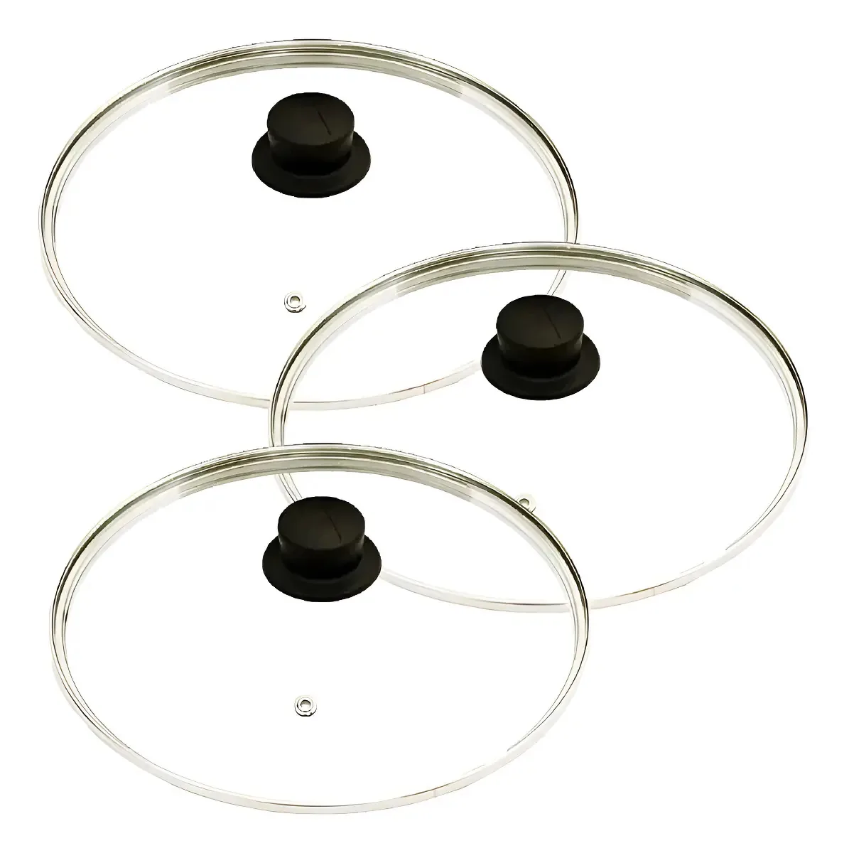 Jogo 3 Tampas Vidro OkayShop Redondas Cozinha 12 16 26cm