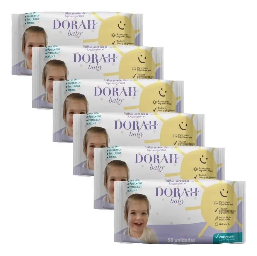 Toalhas umedecidas DORAH Lenço umidecido 50 u pacote x 6
